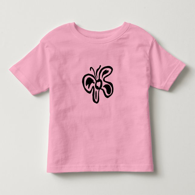 Blue & Yellow Flutterfly B&W Doodle T-Shirt (Front)