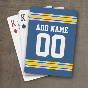 Blue Yellow Football Team Jersey name and number Playing Cards