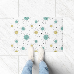 Blue Yellow Franciscan Starburst Mid-century Doormat