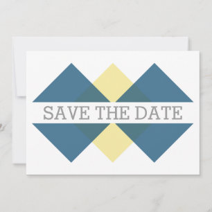Blue Yellow Geometric Triad Save the Date Invite