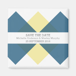 Blue Yellow Geometric Triad Save the Date Magnet
