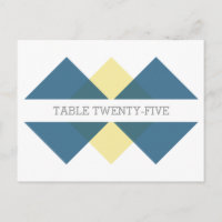 Blue Yellow Geometric Triad Table Number Postcard