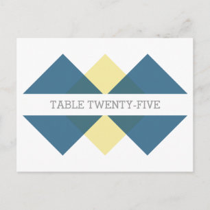 Blue Yellow Geometric Triad Table Number Postcard