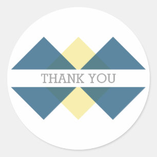 Blue Yellow Geometric Triad Thank You Stickers
