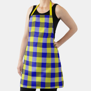 Blue Yellow Gingham Check Design  Apron