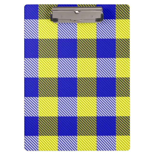 Blue Yellow Gingham Check Design  Clipboard (Front)
