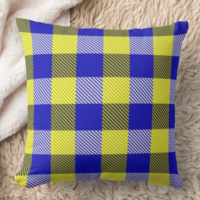 Blue Yellow Gingham Check Design  Cushion (Creator Uploaded)