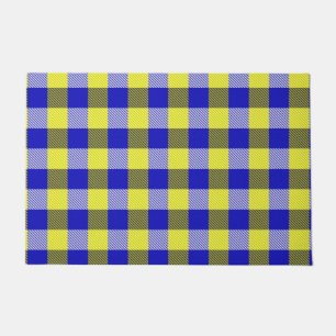Blue Yellow Gingham Check Design Doormat