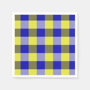 Blue Yellow Gingham Check Design Napkin