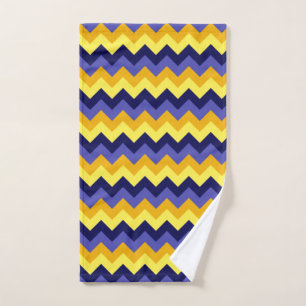 Blue Yellow Gold Chevrons Hand Towel