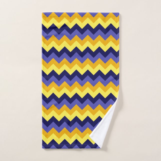 Blue Yellow Gold Chevrons Hand Towel (Hand Towel)