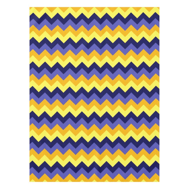 Blue Yellow Gold Chevrons Small Tablecloth (Front)