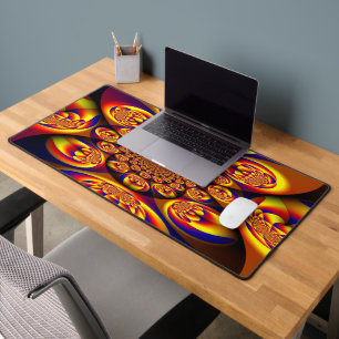 Blue, Yellow, Gold Mini Spheres Desk Mat