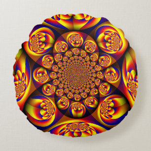 Blue, Yellow, Gold Mini Spheres Round Cushion