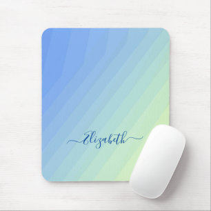 Blue Yellow Gradient Girly Script Monogram Mouse Mat