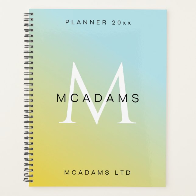 Blue Yellow Gradient  Personalized Business  Planner (Front)