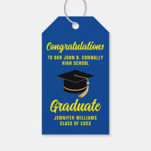 Blue Yellow Graduate Custom 2025 Graduation Party Gift Tags