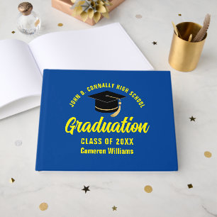 Blue Yellow Graduate Custom 2025 Graduation Party Guest Book