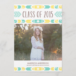 Blue & Yellow Graduation Invitation