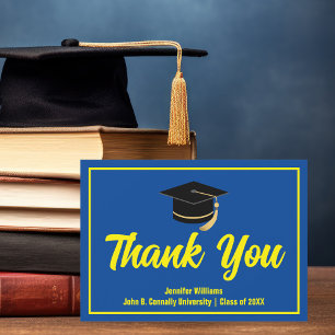 Blue Yellow Graduation Personalised 2025 Graduate Thank You Card