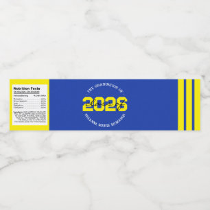 Blue & Yellow Graduation Water Bottle Labels