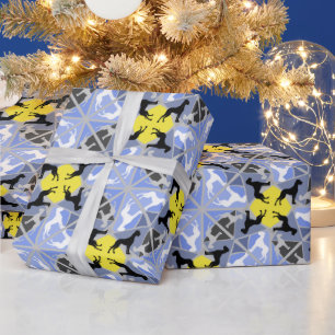 Blue yellow Great Danes Wrapping Paper