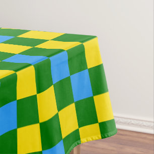 Blue Yellow Green Chequered Pattern Design  Tablecloth