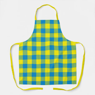 Blue Yellow Green Plaid Chequered Pattern Apron
