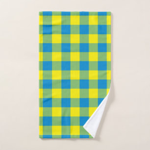 Blue Yellow Green Plaid Chequered Pattern Hand Towel