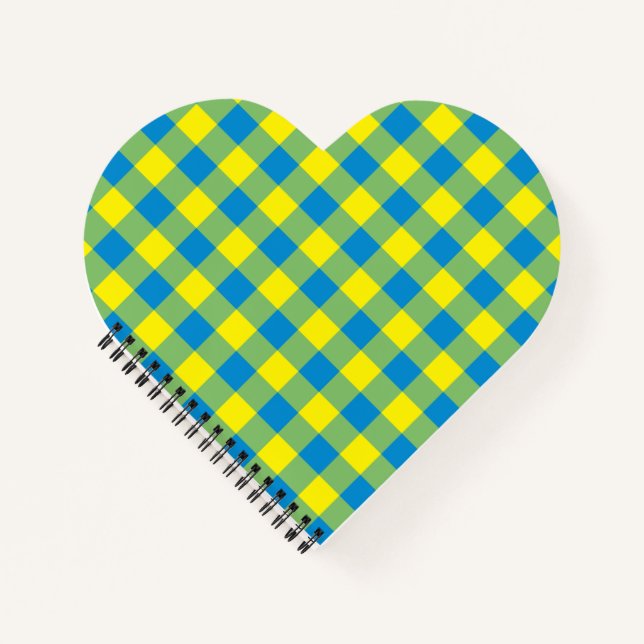 Blue Yellow Green Plaid Chequered Pattern Notebook (Front)