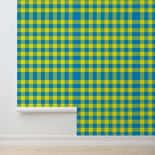 Blue Yellow Green Plaid Chequered Pattern Wallpaper
