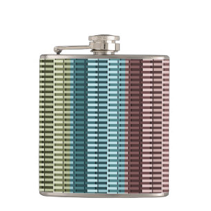 Blue Yellow Green Red Stylish Modern Chic Pattern Hip Flask