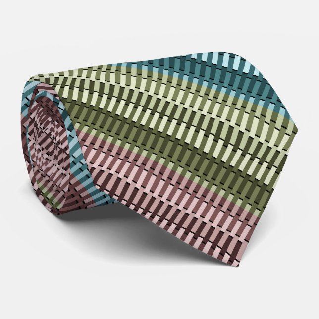 Blue Yellow Green Red Stylish Modern Chic Pattern Tie (Rolled)