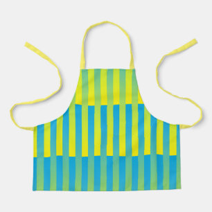 Blue Yellow Green Striped Pattern Apron