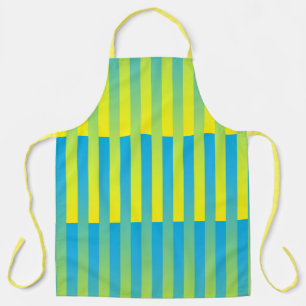 Blue Yellow Green Striped Pattern Apron