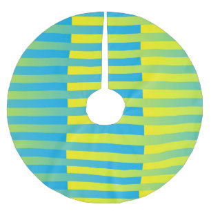 Blue Yellow Green Striped Pattern Brushed Polyester Tree Skirt