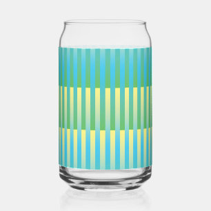 Blue Yellow Green Striped Pattern Can Glass