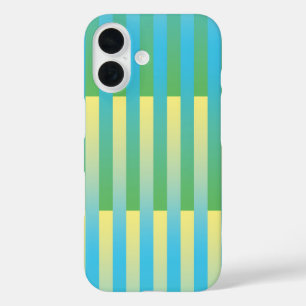 Blue Yellow Green Striped Pattern iPhone 16 Case