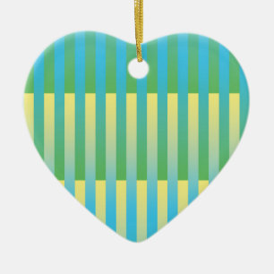 Blue Yellow Green Striped Pattern Ceramic Tree Decoration