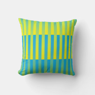 Blue Yellow Green Striped Pattern Cushion