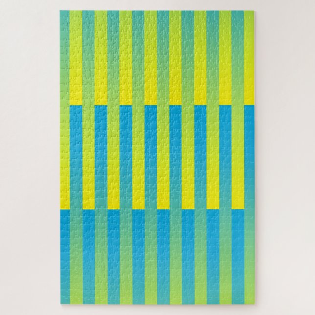 Blue Yellow Green Striped Pattern Jigsaw Puzzle (Vertical)