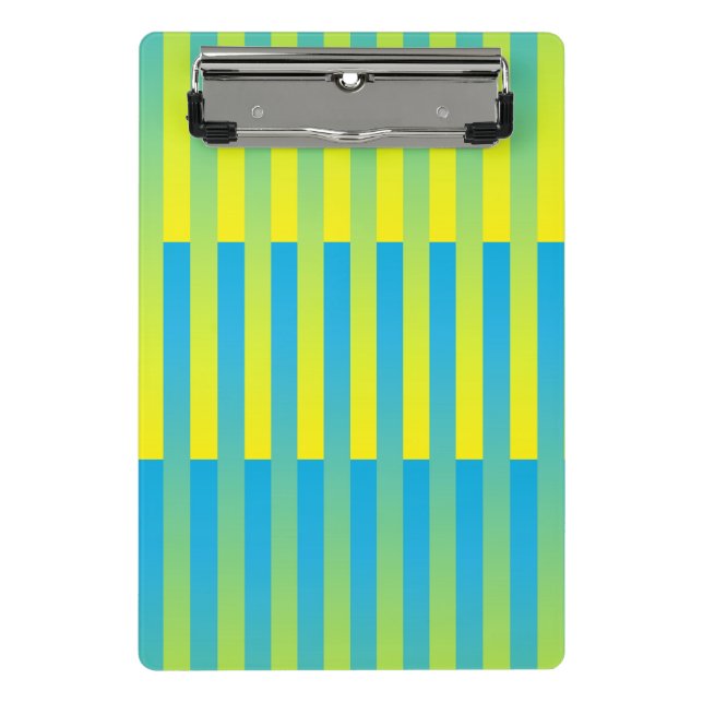 Blue Yellow Green Striped Pattern Mini Clipboard (Front)
