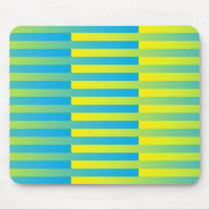 Blue Yellow Green Striped Pattern Mouse Mat