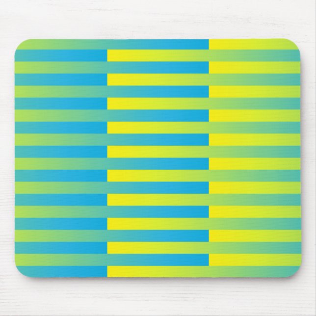 Blue Yellow Green Striped Pattern Mouse Mat (Front)