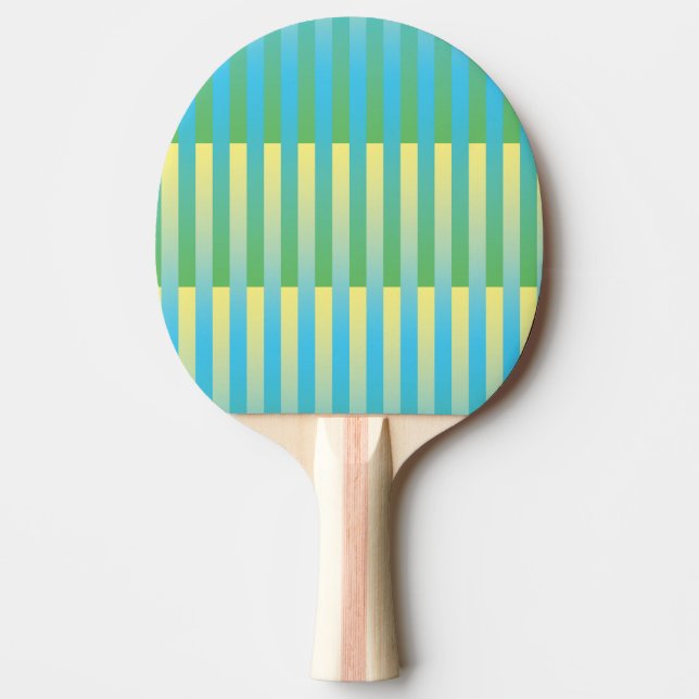 Blue Yellow Green Striped Pattern Ping Pong Paddle (Front)
