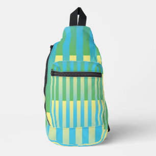 Blue Yellow Green Striped Pattern Sling Bag