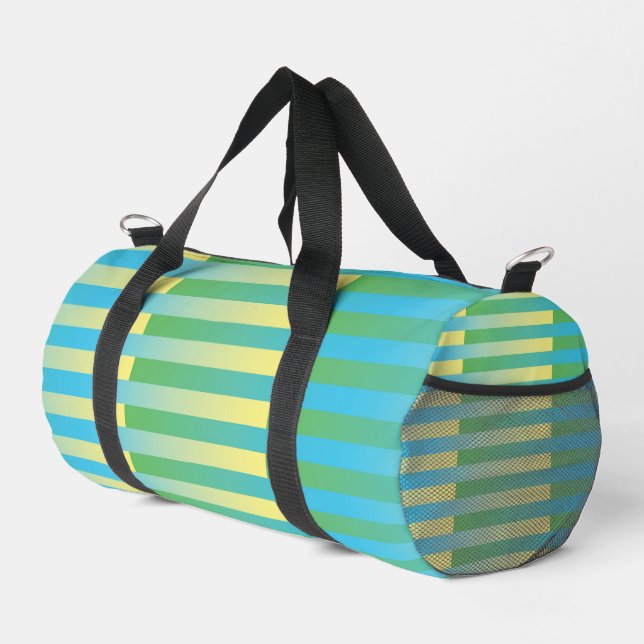 Blue Yellow Green Striped Pattern Small Duffel Bag (Right Corner)