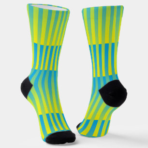 Blue Yellow Green Striped Pattern Socks