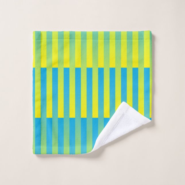 Blue Yellow Green Striped Pattern Wash Cloth (Wash Cloth)