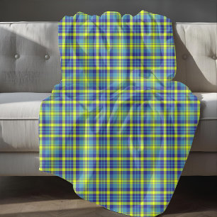 Blue Yellow Green Tartan Plaid Pattern Fleece Blanket